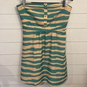 Annabella strapless a-line sea green & beige girly feminine‎ summer dress size L